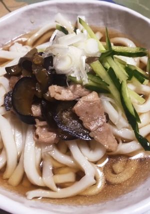 覚書用／豚肉となすの甘辛炒め冷やしうどん-レシピのメイン写真