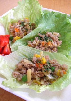 鶏そぼろのレタス包み-レシピのメイン写真
