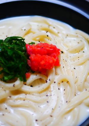 チーズでクリーミー♡豆乳めんたいうどん-レシピのメイン写真