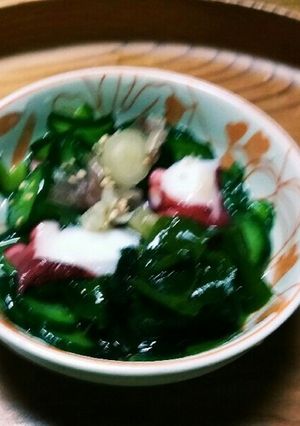 タコとワカメとキュウリとミョウガの酢物☺-レシピのメイン写真
