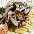 シーフードのスープパスタ(豆乳チャウダー