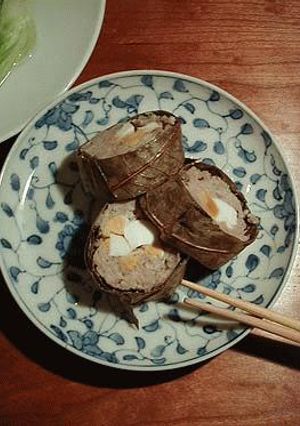 塩卵（鹹蛋）と豚挽肉の蓮の葉蒸し-レシピのメイン写真