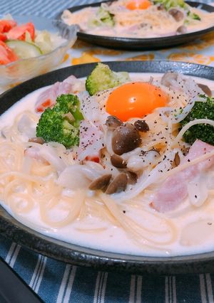 カルボナーラ風スープパスタ-レシピのメイン写真