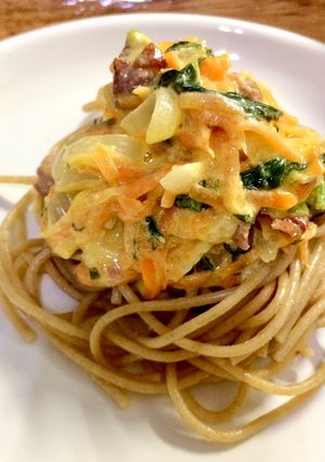 鴨肉で作るズボラカルボナーラ-レシピのメイン写真