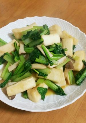 小松菜、はんぺん、きのこのバター醤油炒め-レシピのメイン写真