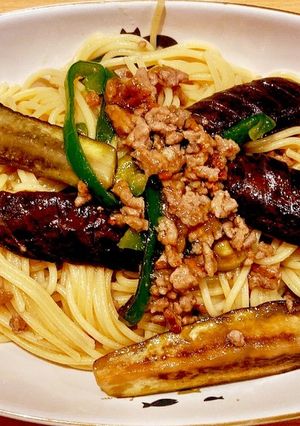 茄子とピーマンの麻婆パスタ-レシピのメイン写真