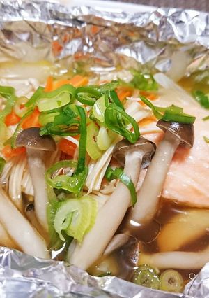 バタぽんで食べる！鮭のホイル焼き☆-レシピのメイン写真