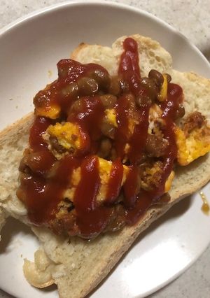 納豆と鶏そぼろオムレツのトースト-レシピのメイン写真