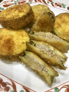茄子の挽肉(カレー味)はさみ揚げ-レシピのメイン写真