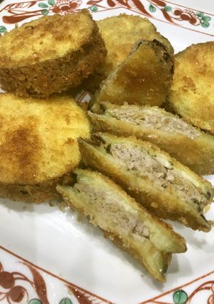 茄子の挽肉（カレー味）はさみ揚げ-レシピのメイン写真