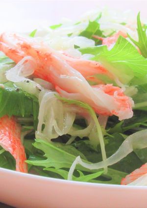 かにかまと水菜のレモンドレッシングサラダ-レシピのメイン写真