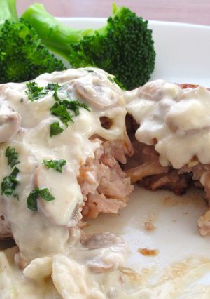 鶏ひき肉のハンバーグきのこクリームソース-レシピのメイン写真