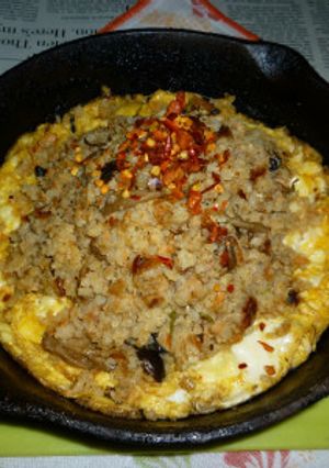 サーモンの焼き鮭の炊き込みご飯で炒飯を-レシピのメイン写真
