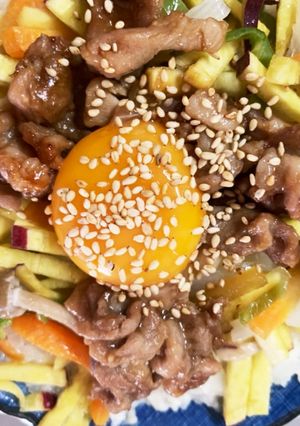 レンジでカルボナーラ風ビビンバ丼-レシピのメイン写真