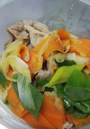 豚こまとネギのごま油塩いため-レシピのメイン写真