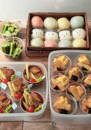 カラフルおにぎりの運動会弁当♪-レシピのメイン写真