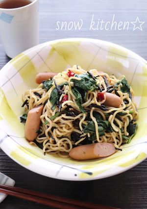 ほうれん草とひじきの白だし焼きそば-レシピのメイン写真