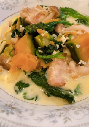 かぼちゃとほうれん草のミルクスープ-レシピのメイン写真