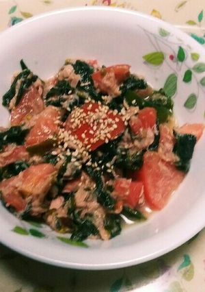 ツナ缶とワカメとトマトのしょうが甘酢和え-レシピのメイン写真