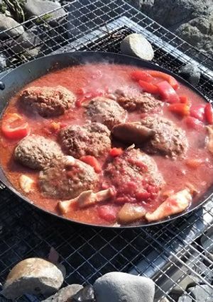 BBQで煮込みハンバーグ-レシピのメイン写真