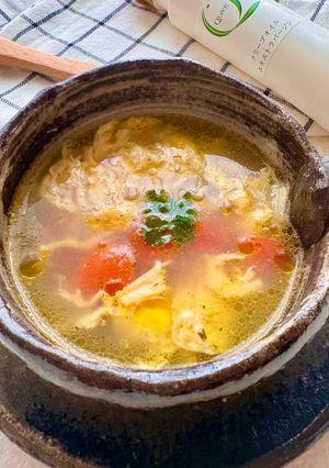 オリーブ香るプチトマトとたまごのスープ-レシピのメイン写真