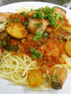鮭のムニエルトマトソースパスタ-レシピのメイン写真