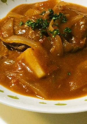 ♪牛もも肉の赤ワイントマト煮込み-レシピのメイン写真