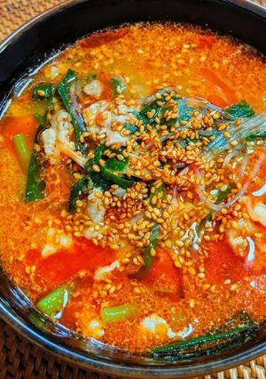 豚ひき肉とニラの坦々春雨スープ-レシピのメイン写真