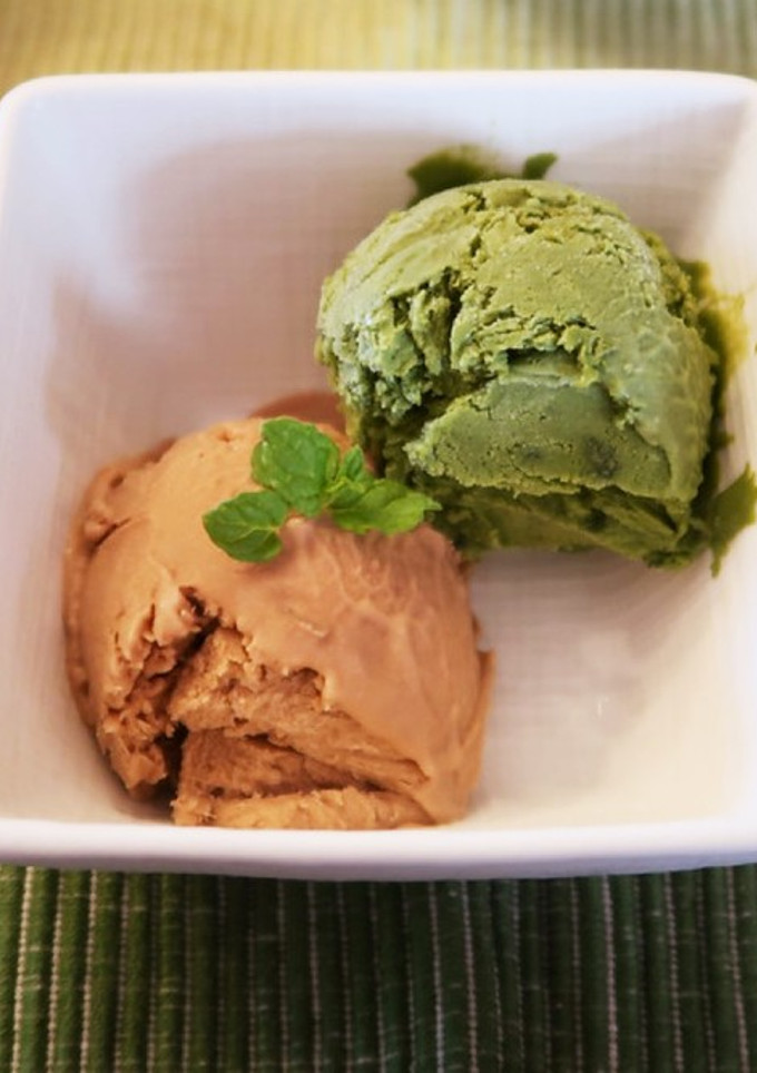 簡単☆濃厚ほうじ茶&抹茶アイスクリーム☆-レシピのメイン写真