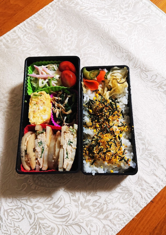 蓮根の挟み焼きを入れたお弁当です-レシピのメイン写真