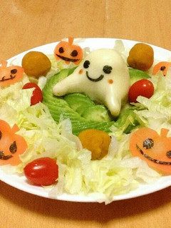 おばけちゃんのハロウィンかぼちゃサラダ-レシピのメイン写真
