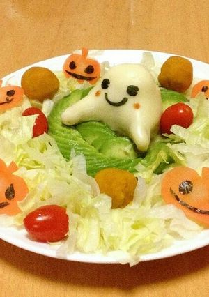 おばけちゃんのハロウィンかぼちゃサラダ-レシピのメイン写真