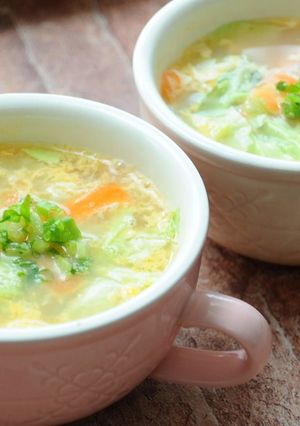 人参とソーセージのレンジでたまごスープ-レシピのメイン写真