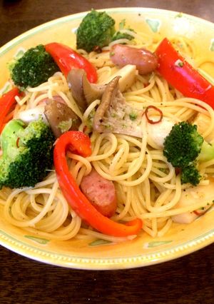 きのこと彩り野菜のペペロンチーノ♪-レシピのメイン写真