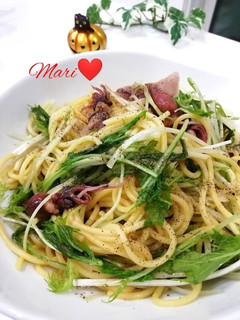 ほたるいかと水菜のパスタ-レシピのメイン写真
