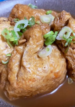 ヘルシー美味♪白滝ミンチの油揚げ巾着＊-レシピのメイン写真