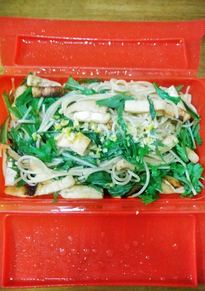 ルクエで梨湖の簡単節約水菜と油揚げスパ-レシピのメイン写真