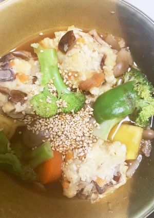 全てレンジ豆腐ハンバーグ根菜梅甘酢あん煮-レシピのメイン写真