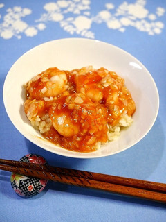 レンジで簡単1分40秒!エビチリ丼-レシピのメイン写真