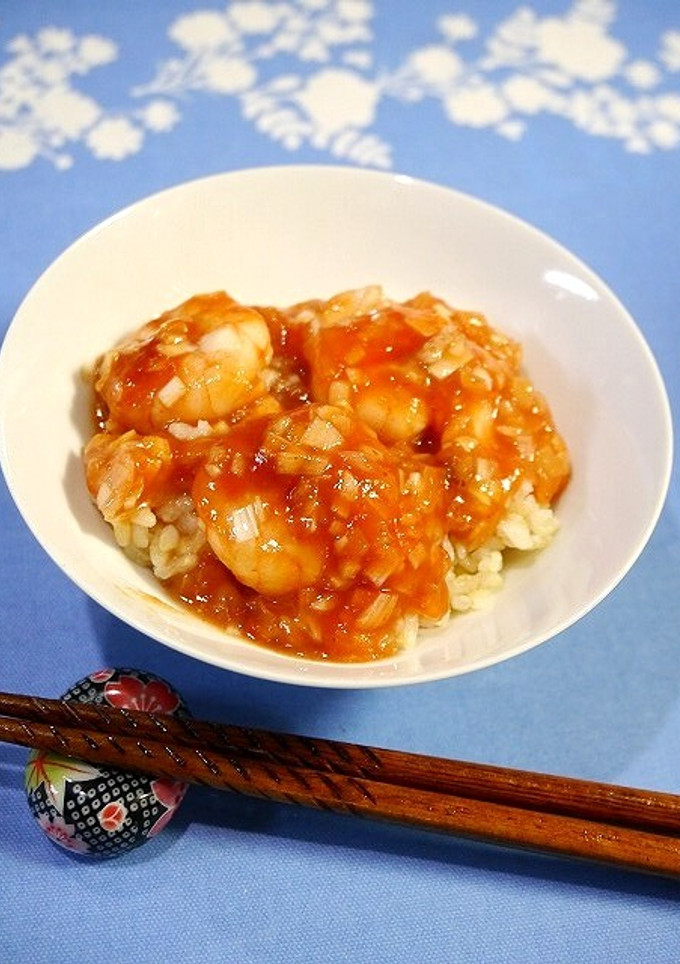 レンジで簡単1分40秒！エビチリ丼-レシピのメイン写真