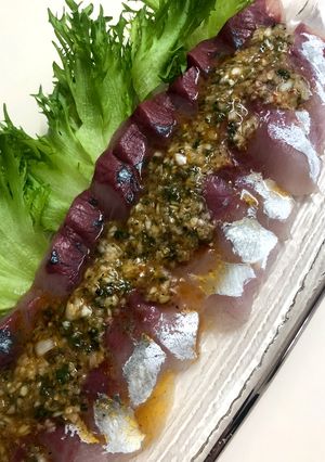 はまちイナダのピリ辛ネギ塩にんにくダレ！-レシピのメイン写真