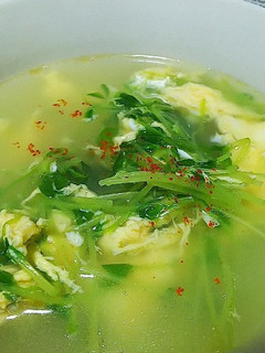 豆苗と卵の中華スープ-レシピのメイン写真