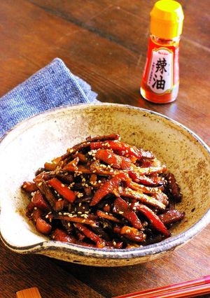 豚肉入り厚切りガーリック甘辛きんぴら牛蒡-レシピのメイン写真