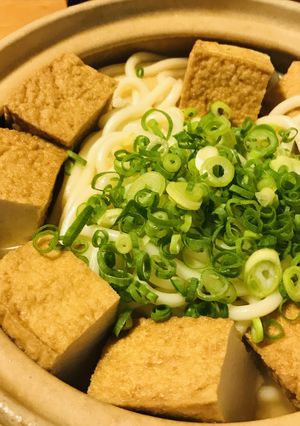 固形お鍋の素●餅入り薄揚げ座布団？-レシピのメイン写真