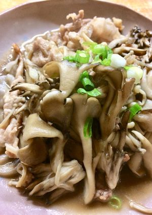 まいたけと豚こま肉のめんつゆバター炒め-レシピのメイン写真
