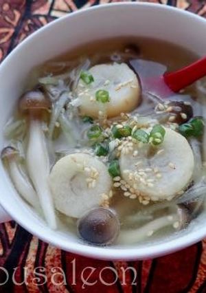 青パパイヤときのこの麩入り中華風スープ-レシピのメイン写真