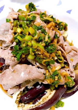 糖質制限！蒸しなすと豚肉の香味ダレ-レシピのメイン写真