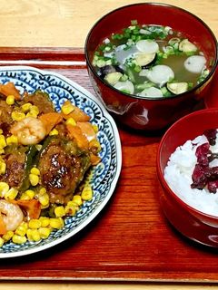ピーマンの肉詰め定食-レシピのメイン写真