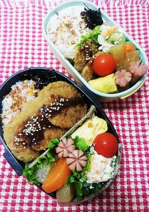 高校男子弁当&ママ弁当♡ハムカツ11/1-レシピのメイン写真