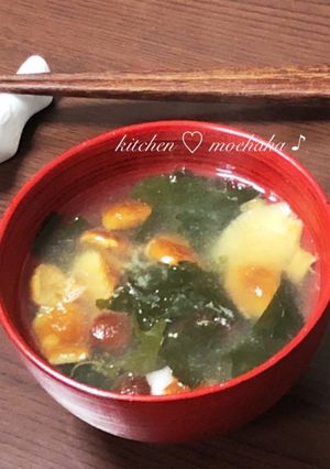 大好き♡なめことワカメの簡単味噌汁-レシピのメイン写真